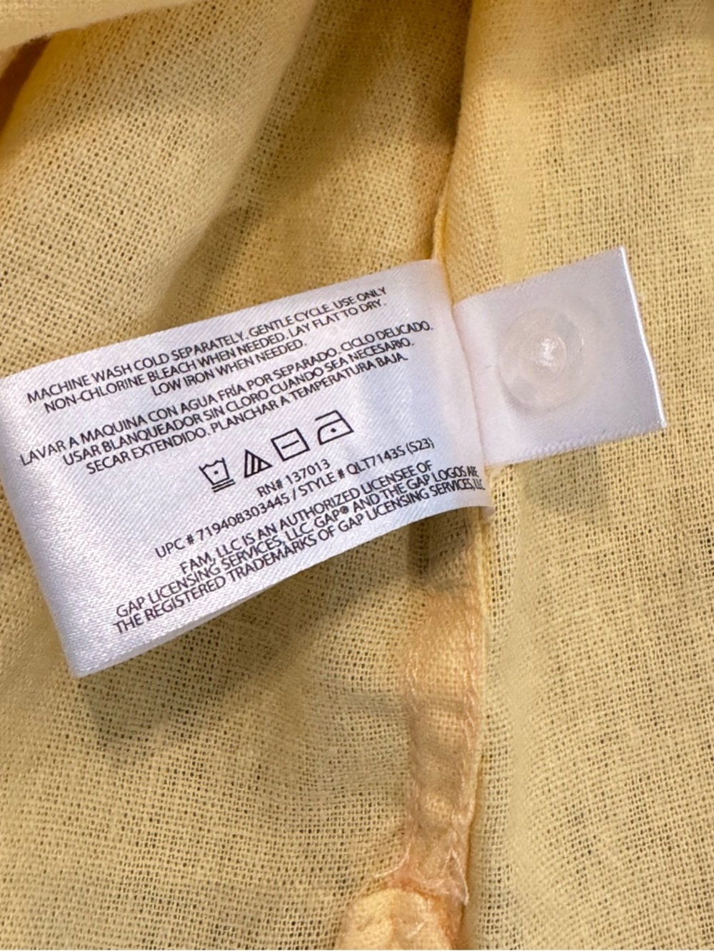Gap Size M Linen-Blend Long Sleeve Boyfriend Yellow Button Down Shirt - Picture 6 of 9